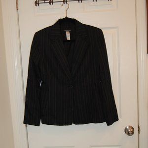 Jones New York Women's Black With Blue Pin Stripe 1 Button Blazer SIze 4
